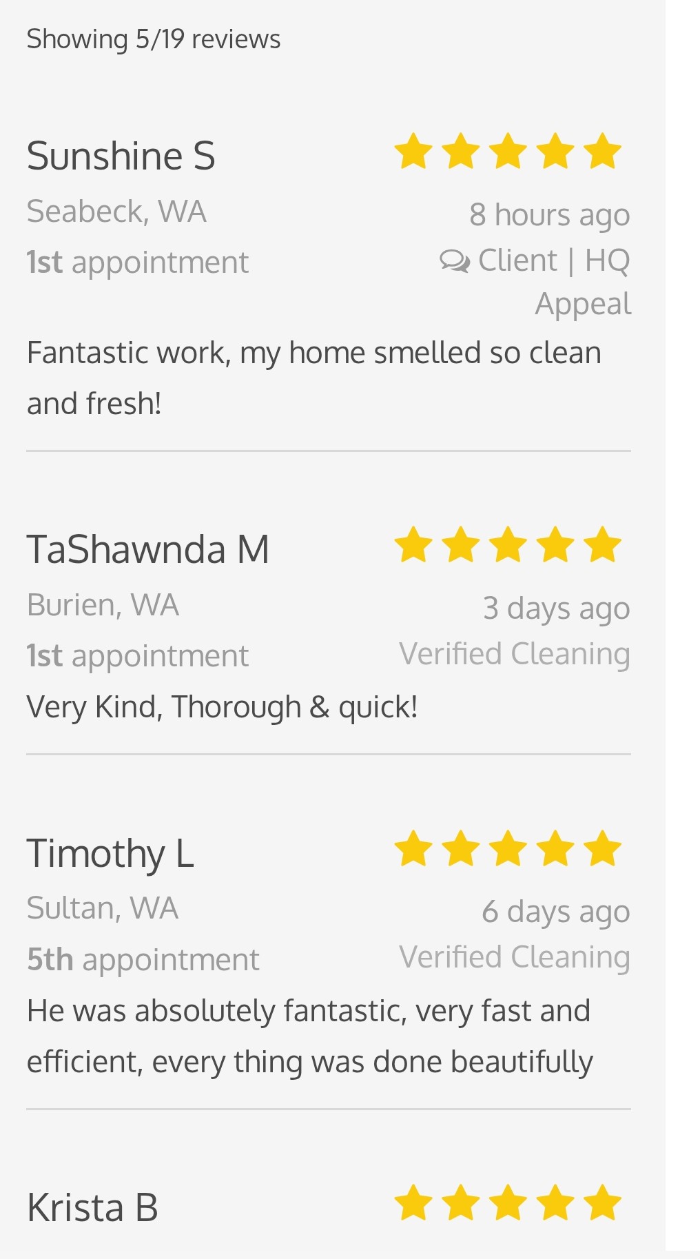 Verified 5-star client reviews